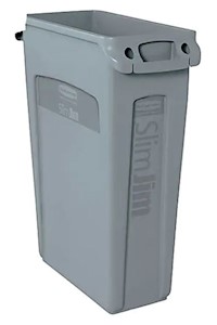 WASTE RECEPTACLE, SLIM JIM, 23 GALLON, VENTED, GRAY, RUBBERMAID MAIN