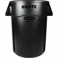 TRASH CAN, RUBBERMAID, BRUTE, INDOOR, NO LID, BLACK RESIN, 44 GALLONS (FG264360BLA) LARGE