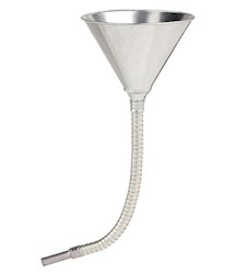 FUNNEL, GALVANIZED STEEL, 1 QT, 5 3/4" DIAMETER, FLEXIBLE SPOUT LARGE