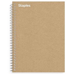 NOTEBOOK, 1 SUBJECT, STAPLES, 5.875" X 9", COLLEGE RULED, 100 SHEETS, BROWN LARGE