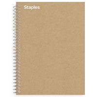 NOTEBOOK, 1 SUBJECT, STAPLES, 5.875" X 9", COLLEGE RULED, 100 SHEETS, BROWN MAIN