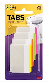 FILING TABS, POST-IT, ASSORTED COLORS, 2"W, 24 TABS/CT MAIN