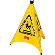 WET FLOOR SIGN, POP-UP, SAFETY CONE, CAUTION, YELLOW, 30" MAIN