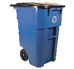 RECYCLING CONTAINER, LID, ROLLOUT, RUBBERMAID, BRUTE, 50 GALLON, BLUE, 36 1/2"H x 23 2/5"W x 28 1/2" THUMBNAIL