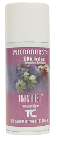 AIR FRESHENER, AEROSOL, MICROBURST 3000, TIMED MIST REFILL, AIR NEUTRALIZER, LINEN,  2 OZ., 12/CT MAIN