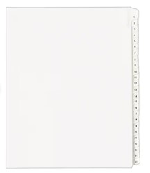 DIVIDERS, AVERY, NUMBERS 1-25, PAPER, 25 TAB, WHITE LARGE