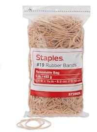 RUBBER BANDS, ECONOMY, STAPLES, #19, 1500/CT MAIN
