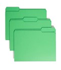 FILE FOLDERS, SMEAD, 1/3 CUT TAB, LETTER SIZE, GREEN, 100/CT THUMBNAIL