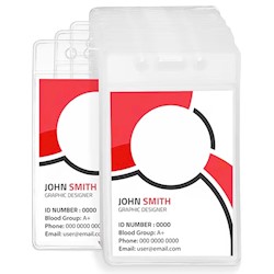 ID BADGE HOLDERS, VINYL, 3 1/2" X 2 1/2", CLEAR, 50/CT LARGE