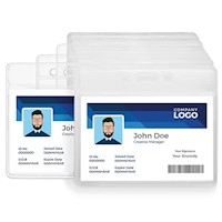 ID BADGE HOLDERS, PLASTIC, 3 3/8" X 3 7/8", HEAVY DUTY, CLEAR, 50/CT MAIN