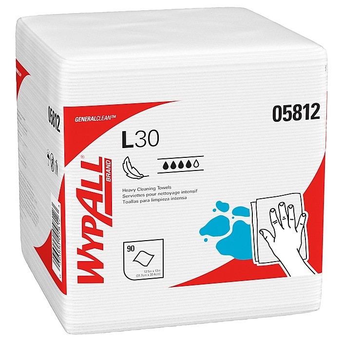 WIPES, MULTIPURPOSE, WHITE, DURABLE, 90 SHEETS/BOX, 12 BOXES/CT LARGE