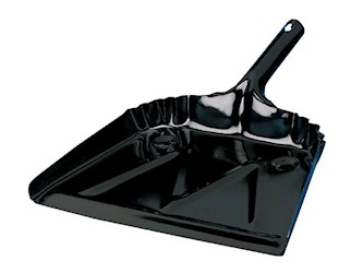 DUST PAN, METAL, IMPACT, HEAVY DUTY, BLACK, 12" LARGE