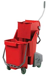 BUCKET/WRINGER COMBO UNIT, SIDE-PRESS, 8 GALLON, FLAT-MOP DOUBLE-BUCKET SYSTEM LARGE