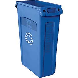 RECYCLING BIN, RUBBERMAID, SLIM JIM, VENTED, BLUE, 23 GALLON LARGE