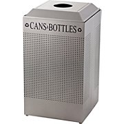 Silhouette Square Recycling Containers For Cans and Bottles 29 Gallons Silver LARGE