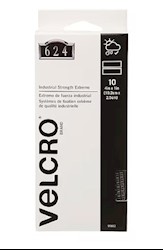FASTENERS, STRIPS, VELCRO, 1" X 4", INDUSTRIAL STRENGTH, HOOK & LOOP, TITANIUM, 10/CT LARGE