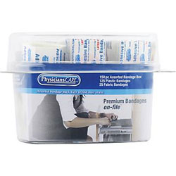 First Aid Kit,  PhysiciansCare Bandage Box Kit, Assorted Bandages, 150 Pack   LARGE