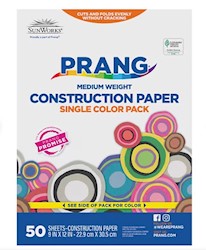 CONSTRUCTION PAPER, MEDIUM WEIGHT, 9" X 12", WHITE, 50 SHEETS/CT LARGE