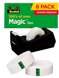 TAPE, SCOTCH, INVISIBLE, WITH DISPENSER, 3/4" X 27.7 YDS, 6/CT LARGE