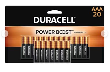 BATTERIES, AAA, DURACELL, COPPERTOP, ALKALINE, 20/CT LARGE