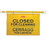 SIGN, RUBBERMAID COMMERCIAL, " CLOSED FOR CLEANING", HANGING, 13"H x 50-1/4"W MAIN