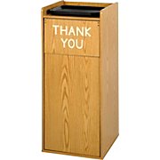 Safco Wood Food-Court Receptacle with Tray Top Medium Oak  THUMBNAIL