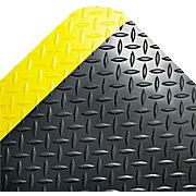 ANTI-FATIGUE MAT, CROWN, INDUSTRIAL DECK PLATE, BLACK WITH YELLOW BORDER, 36" X 60" LARGE
