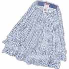 FINISH MOP HEAD, RUBBERMAID, SUPER STITCH, POLY/RAYON, WHITE/BLUE THUMBNAIL
