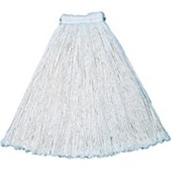 WET MOP HEAD, RUBBERMAID, COTTON, CUT-END, WHITE MAIN
