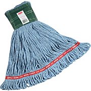 WET MOP HEAD, RUBBERMAID, WEB FOOT, MEDIUM, COTTON/SYNTHETIC, BLUE, 5" HEADBAND THUMBNAIL