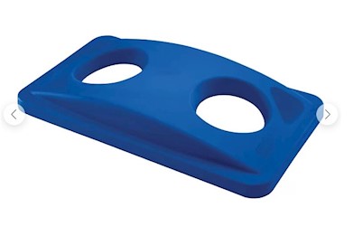 TRASH CAN LID, BOTTLES & CANS, RUBBERMAID SLIM JIM, POLYPROPYLENE, BLUE, 23 GALLON LARGE
