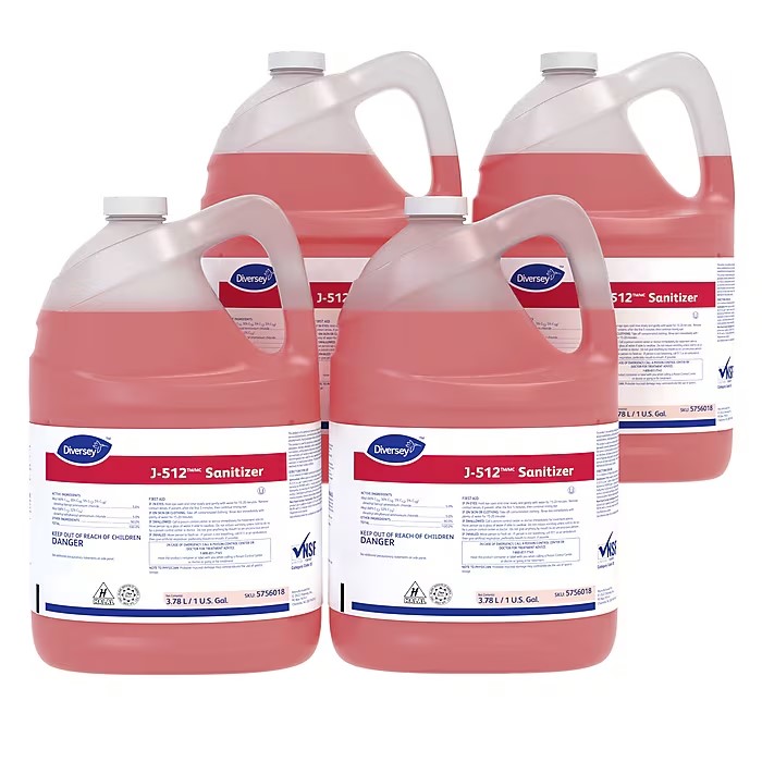 DISINFECTANT, DIVERSEY, J-512, NO-RINSE, SANITIZER, UNSCENTED, 1 GALLON, 4/CT LARGE