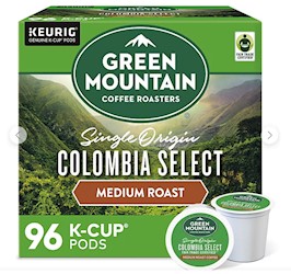 COFFEE, MEDIUM ROAST, GREEN MOUNTAIN, KEURIG K-CUP PODS, 96/CT LARGE