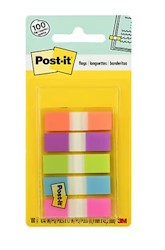 PAGE FLAGS, POST-IT, ASSORTED BRIGHT COLORS, 0.5", 100 FLAGS/CT LARGE