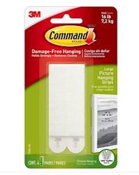 HANGING STRIPS, COMMAND, LARGE, WHITE, 4 PAIRS/CT LARGE