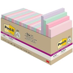 STICKY NOTES, POST-IT, RECYCLED, 3" X 3", PASTEL, 70 SHEETS/PAD, 24 PADS/CT LARGE