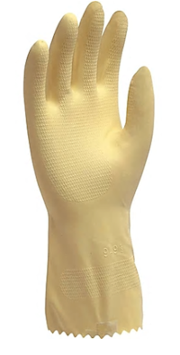 RUBBER GLOVES, SIZE XL, FLOCK LINED, POWDER FREE, LATEX, YELLOW, 12/PK MAIN