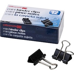 BINDER CLIPS, MINI, OFFICEMATE, 1/4" CAPACITY, BLACK, 12/CT LARGE