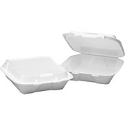 Carryout Container, Boardwalk Snap-It Foam Hinged Lid White, 200/Ct  MAIN