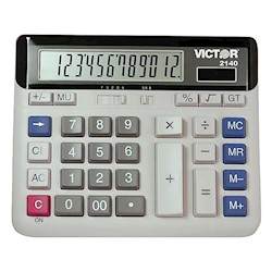 CALCULATOR, 12-DIGIT, DESKTOP, VICTOR 2140, GREY LARGE