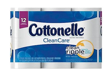 BATH TISSUE, 1-PLY, WHITE, COTTONELLE CLEANCARE, 150 SHEETS/ROLL, 48 ROLLS/PK LARGE