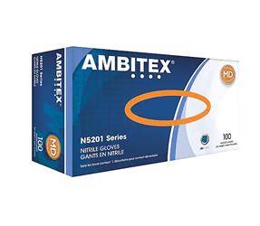 DISPOSABLE GLOVES, AMBITEX, NITRILE, POWDER-FREE, BLUE, M, 100/BOX LARGE