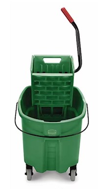BUCKET / WRINGER COMBO, 35 QT, SIDE-PRESS, RUBBERMAID, GREEN MAIN
