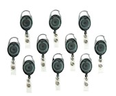 CARABINER BADGE REELS, METAL, STAPLES, RETRACTABLE, SMOKE, 30", 10/CT THUMBNAIL