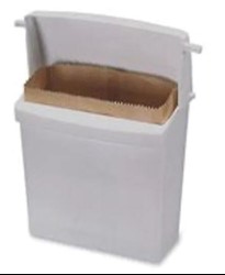 SANITARY NAPKIN RECEPTACLE, WHITE, RUBBERMAID, 12 1/2" X 5 1/4" X 10 3/4" LARGE