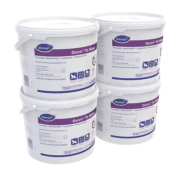 DISINFECTING WIPES, DIVERSEY OXIVIR, 160 WIPES/CONTAINER, 4/CT THUMBNAIL
