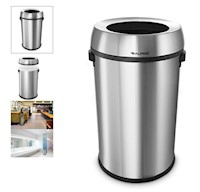 OPEN TOP TRASH CAN, 17 GAL., ALPINE INDUSTRIES, STAINLESS STEEL MAIN