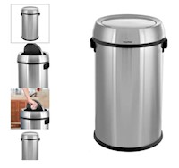 SWING-TOP LID TRASH CAN, 17 GAL, ALPINE INDUSTRIES, STAINLESS STEEL MAIN
