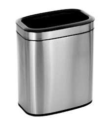 OPEN TOP TRASH CAN, "SLIM", 5.3 GAL, ALPINE INDUSTRIES, BRUSHED STAINLESS STEEL LARGE