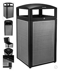 TRASH CONTAINER, EXTERIOR, RUGGED 40-GAL, ALL-WEATHER, STEEL PANELS LARGE